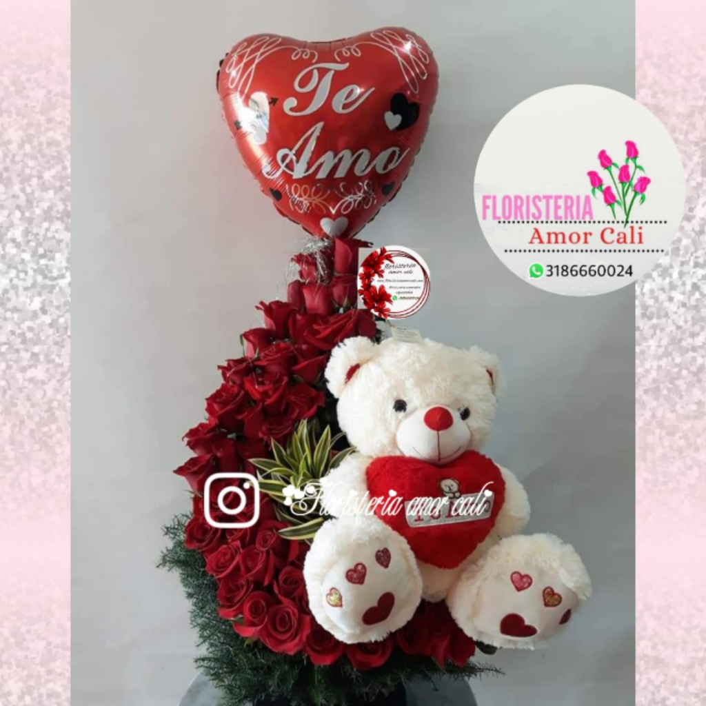 Especial Diseño de Globos San Valentín con 6 Rosas Rojas